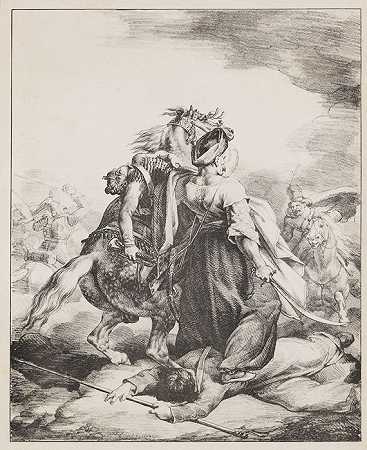 马梅鲁克为受伤的小号辩护，1818年。-西奥多·格里考特