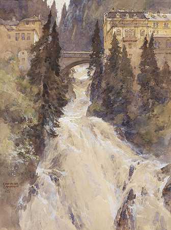 1923年，巴特加斯坦的瀑布。-爱德华·哈里森·康普顿