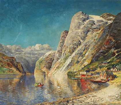 1900年左右，挪威峡湾的夏天。-卡尔·考夫曼