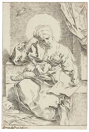 《麦当娜与芬奇》，约1635/36年。-西蒙·坎塔里尼