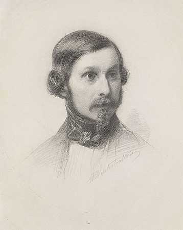 一位年轻绅士的肖像，大约1870年。-赫尔曼·温特哈尔特
