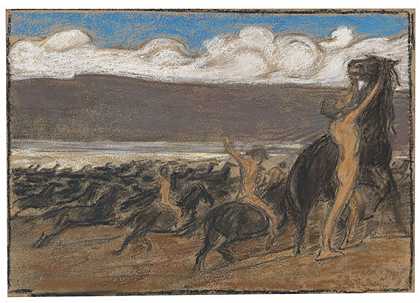 驯马师，约1890年。-路德维希·冯·霍夫曼