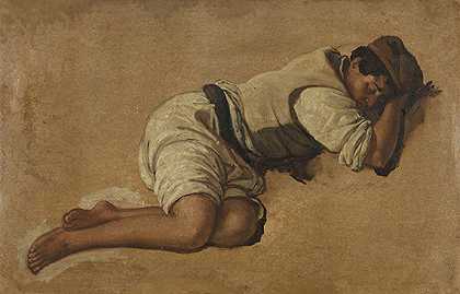 睡着的男孩，大约1830-1850年。-弗朗茨·路德维希·卡特尔