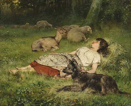 睡牧羊人，1882年。-枇杷