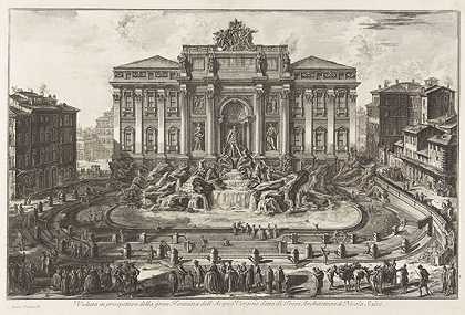 1773年，特雷维圣母水喷泉的透视图。-乔凡尼·巴蒂斯塔·皮拉内西