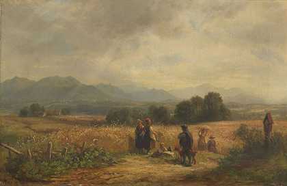 1860年左右，哈巴赫附近的上巴伐利亚收获日。-阿道夫·海因里希·李尔