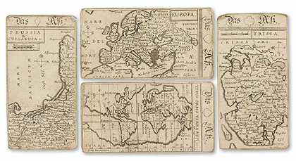欧洲地理纸牌游戏，1678年。-约翰内斯·普拉托里奥斯