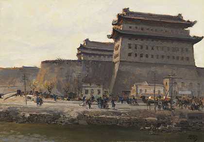 北京德胜门城门，约1928年。-埃里希·基普斯。