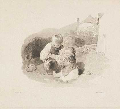 第二层：母亲和孩子。玩孩子，1829年。-彼得·芬迪