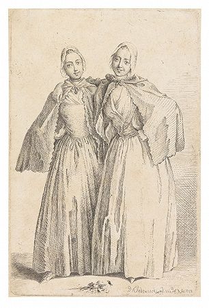 1758年，两位站立的女士（Demoiselles Quantin）。-Daniel Chodowiecki先生