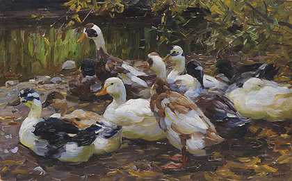 我的鸭子（海岸上的十一只鸭子），约1909-1913年。-亚历山大·科斯特