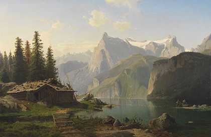 卢塞恩湖，1859年。-约翰内斯·巴托洛马乌斯·邓策