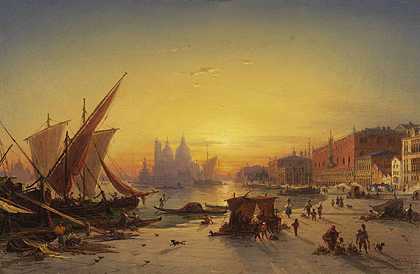 《暮色中的威尼斯》，1854年。-路德维希·梅克伦堡