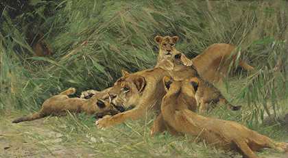 玩狮子，约1917-1926年。-威廉·库内特