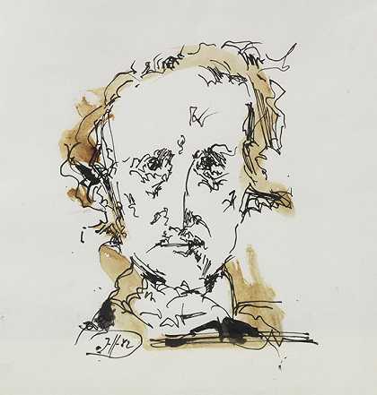 肖像画埃德加·爱伦·坡，1982年。-霍斯特·杨森