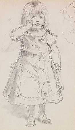 艺术家的女儿，约1870年。-安敦·冯·维讷