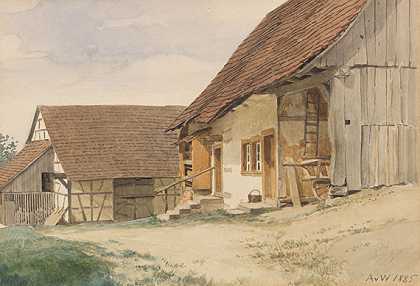 农舍，1885年。-安敦·冯·维讷