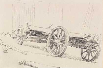 第三层：公牛队。带轭的牵引杆。货车（草图页），约1870-1890年。-安敦·冯·维讷