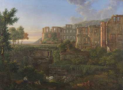 海德堡城堡景色，约1830年。-克里斯蒂安·菲利普·科斯特