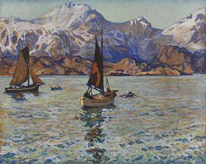 大约1911年，罗福滕风景区有两艘帆船。-朱利叶斯·塞勒