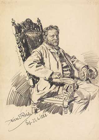 画家约瑟夫·威鲁德（1838-1915）的肖像，1888年。-赫尔曼·埃米尔·波勒