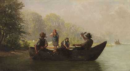 湖岸上的渔民，约1880-1900年。-理查德·沃尔茨