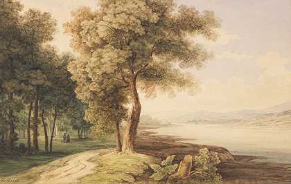 莱茵河中部景观，约1780/90。-费迪南德·科贝尔