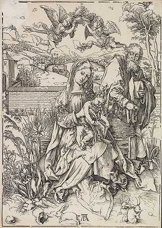 圣者。有兔子的家庭，1580-1620年。-阿尔布雷希特·杜勒
