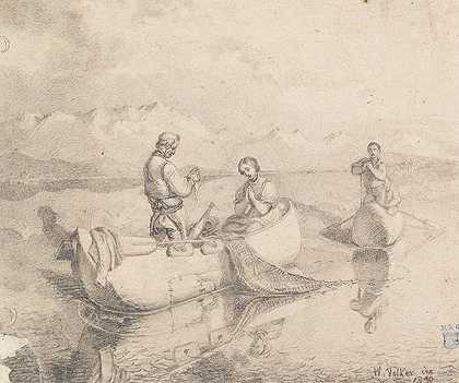 基姆西渔民的晚祷，1838年。-威廉·维尔克