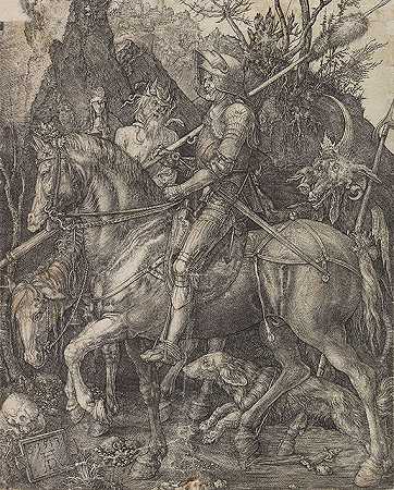 《死亡与魔鬼骑士》，1513年。-阿尔布雷希特·杜勒