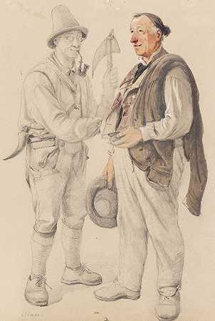 两名工人，约1830-1860人。-海因里希·马尔
