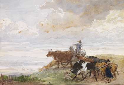 第三层：牧羊人场景，1857/1864年。-埃德蒙德·让·巴蒂斯特·查格尼