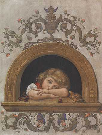 埃拉在半圆形窗口，1887年。-及汉斯·托马