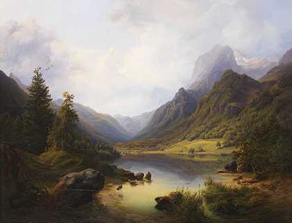 1846年，山景与静湖。-安东·希弗