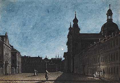1790年左右，月光下的曼海姆剧院。-朱塞佩·夸利奥