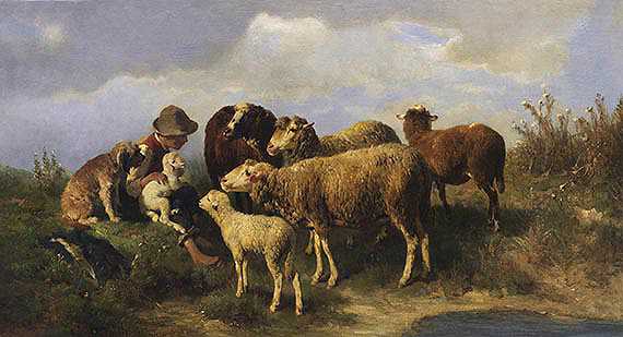 1870年，牧童和羊。-安东·布雷思