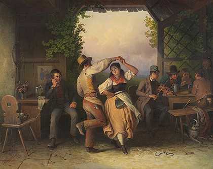跳舞的夫妇，1861年。-约翰·巴普斯特·温格勒