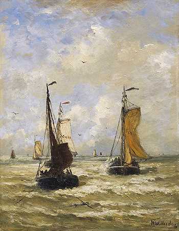《渔民归来》，1890年。-亨德里克·威廉·梅斯达格