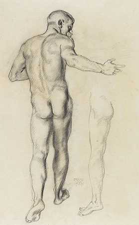 男性裸体，1909年。-法兰兹·斯托克