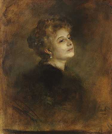 莉莉·冯·波辛格，1900年。-法兰兹·冯·伦巴赫