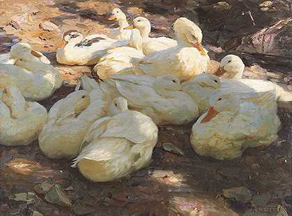 躺着的鸭子，光影，大约1915-1932年。-亚历山大·科斯特