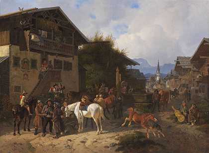 1837年，帕滕基兴的马市场。-八月弗朗茨·谢尔弗