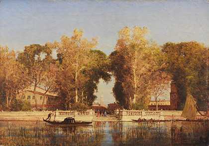 威尼斯的法国花园，大概在1850年左右。-费利克斯·齐姆