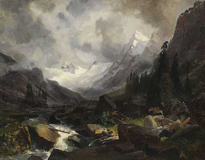 山谷与山涧，约1860年。-卡尔·亨梅尔。