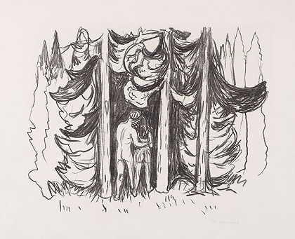 森林，1908/09。-爱德华·蒙克