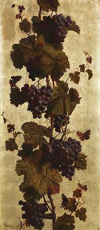 白色和红色葡萄，1886年。-威廉·休斯