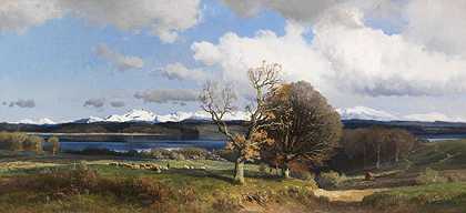 春天西姆西湖的景色，可能是1880年。-约瑟夫·温格林
