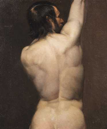男性裸体，大概在1850年。-会标