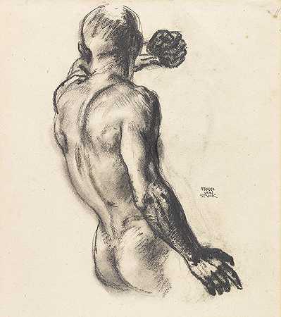 男性裸背（关于“美杜莎”的研究），1908年左右。-法兰兹·斯托克