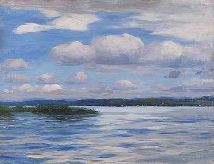 1909/1914年左右，天气云雾密布的湖泊。-亚历山大·科斯特